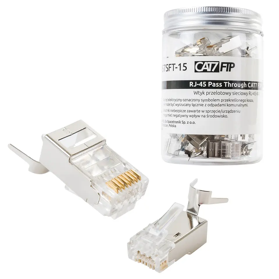 ⁨Wtyk RJ45 przelotowy kat7 S/FTP PT-RJ457SFT-15 x50⁩ w sklepie Wasserman.eu