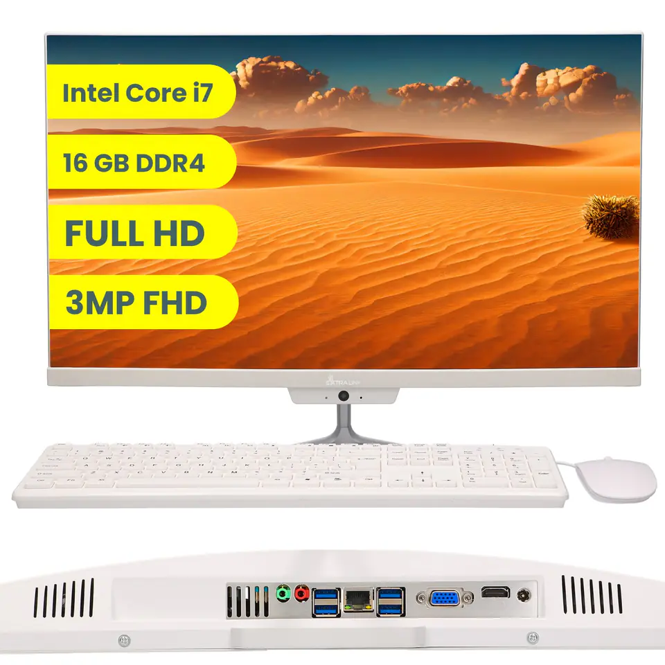 ⁨EXTRALINK ALL-IN-ONE PC BUSINESS - ZESTAW KOMPUTEROWY PC 24" INTEL I7-11370H 16GB DDR4 MEMORY IMP-SSD3 512GB SSD WITH WIRE KEYBOARD AND MOUSE WITH BUILT IN CAMERA⁩ w sklepie Wasserman.eu