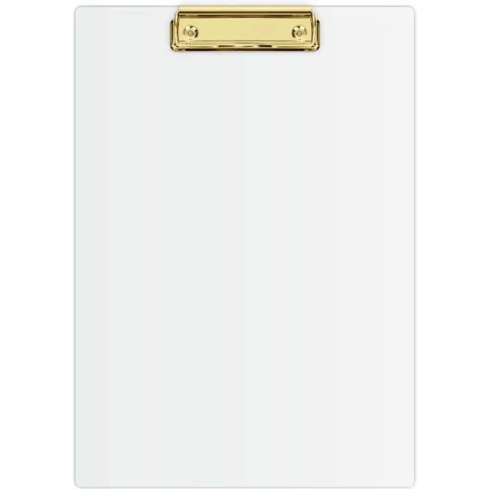 ⁨Deska z klipem Clipboard A4 biała (złoty mechanizm) KHG-01-10 BIURFOL⁩ w sklepie Wasserman.eu