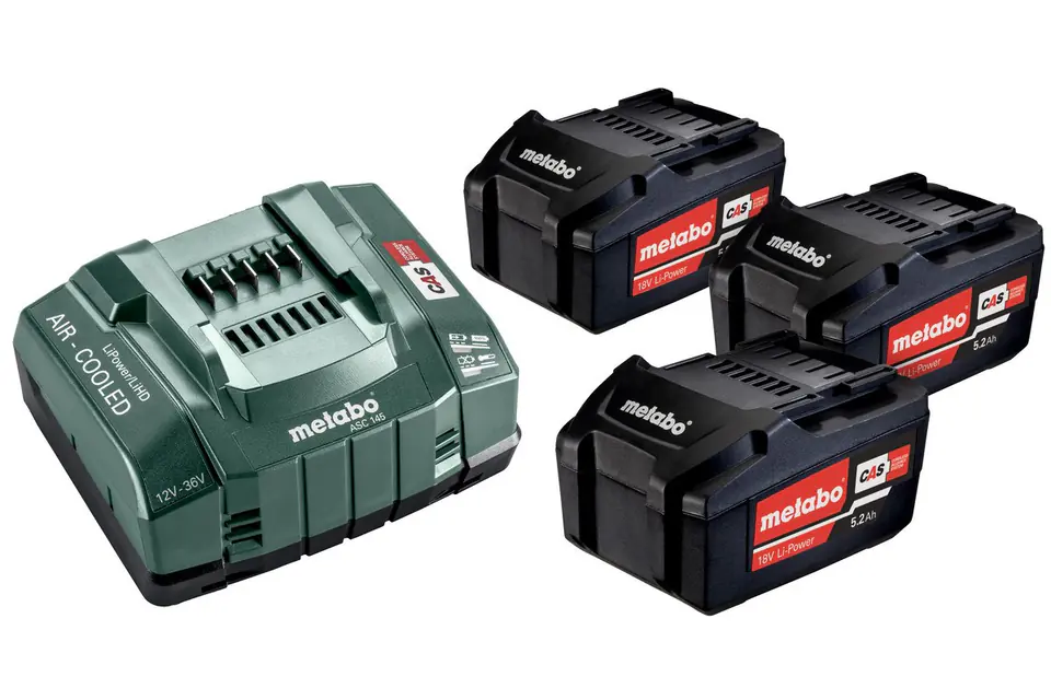 ⁨METABO BATTERY PACK 3x5.2Ah + ASC CHARGER 30-36 V⁩ at Wasserman.eu