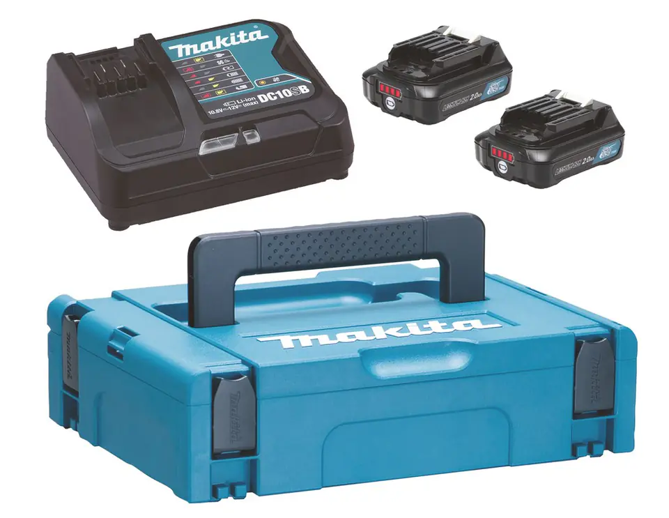 ⁨MAKITA POWER SUPPLY SET 12V 2x2,0Ah (BL1021Bx2+DC10SB) MAKPAC⁩ at Wasserman.eu