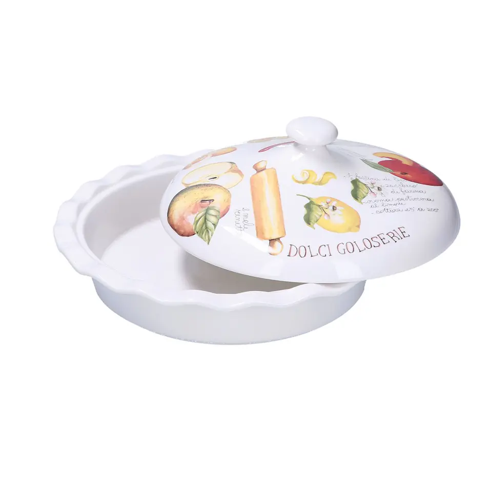 ⁨Apple pie platter with lid Goloserie - White, 27 cm⁩ at Wasserman.eu