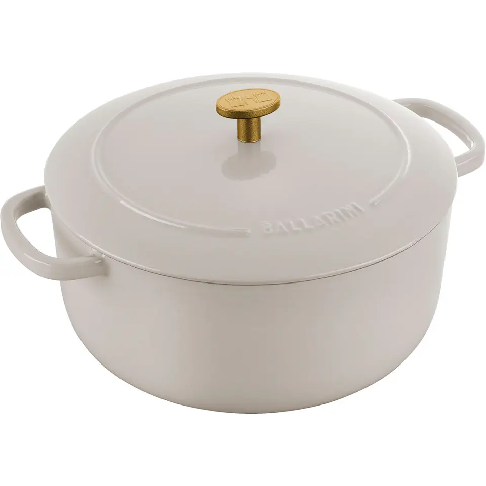 Ballarini Bellamonte Round Cast Iron Pot - 4 ltr, Ivory at Wasserman.eu