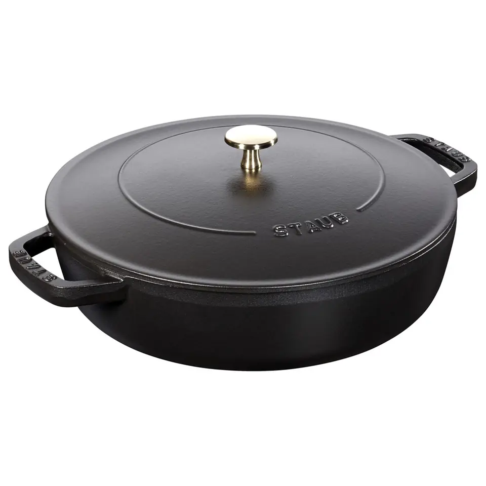 ⁨Staub Deep Braising Pan with Lid - 24 cm, Black⁩ at Wasserman.eu