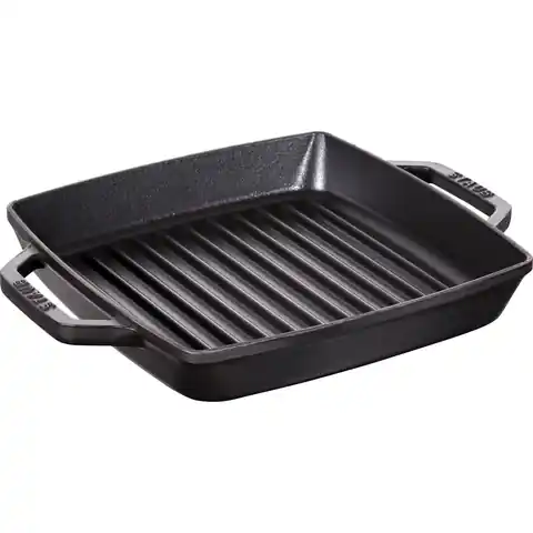 ⁨Staub Square Cast Iron Grill Pan with Two Handles - 23 cm, Black⁩ at Wasserman.eu
