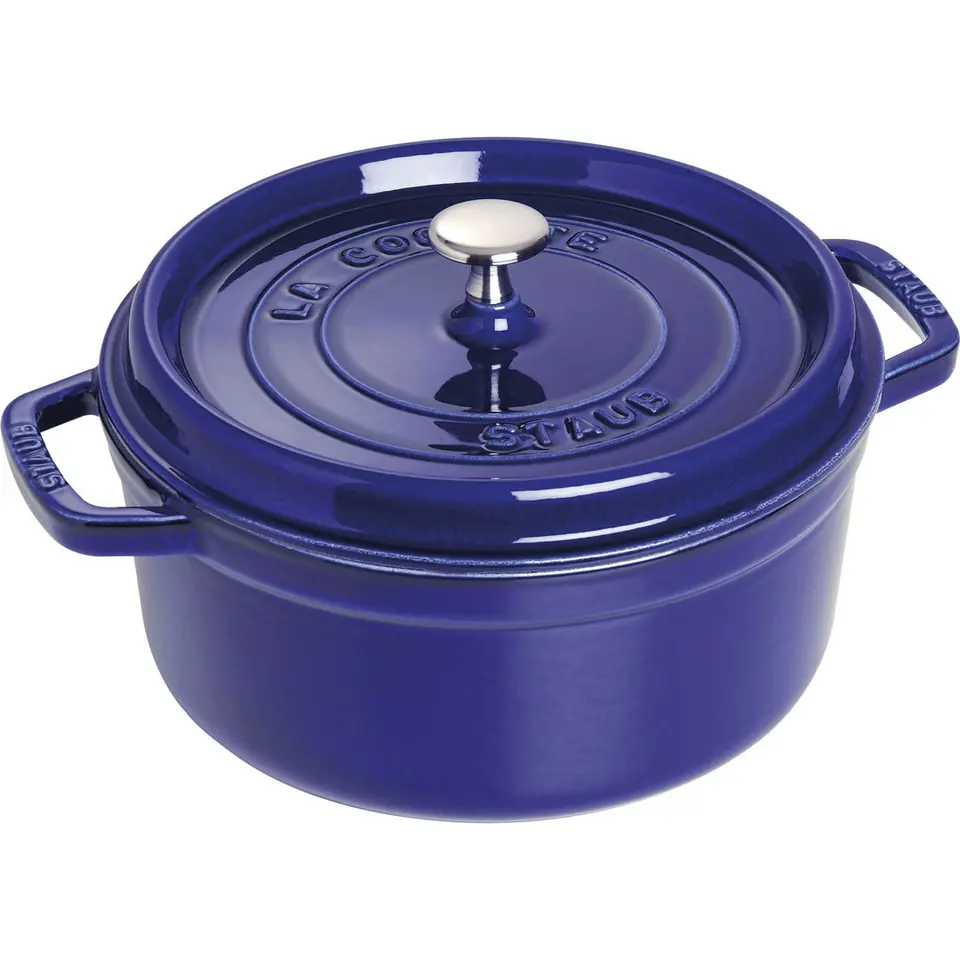 ⁨Staub 24 cm Round Cast Iron Cocotte Dark-Blue⁩ at Wasserman.eu