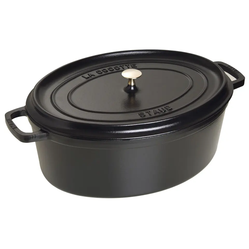 ⁨Staub oval cast iron pot - Black, 12 ltr⁩ at Wasserman.eu