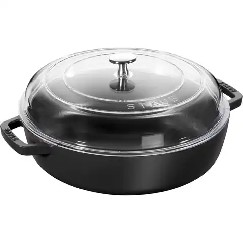 ⁨Staub Cast Iron Frying Pan with Two Handles and Lid - 28 cm, Black⁩ at Wasserman.eu