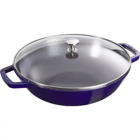 ⁨Staub cast iron wok with lid - 30 cm, Blue⁩ at Wasserman.eu