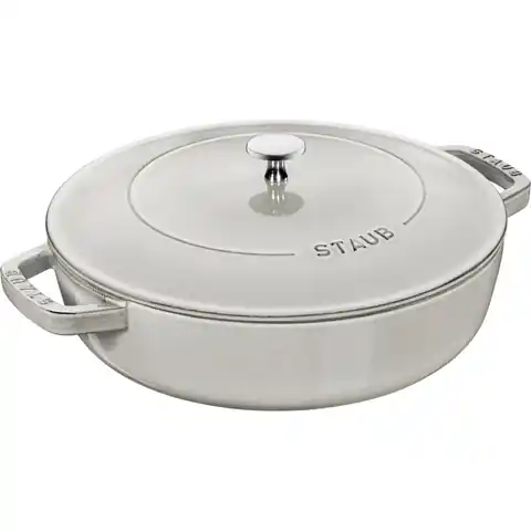 ⁨Staub Deep Braising Pan with Lid - 28cm, White Truffle⁩ at Wasserman.eu
