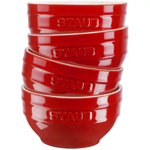 ⁨Zestaw 4 misek okrągłych Staub - 12 cm, Czerwony⁩ w sklepie Wasserman.eu