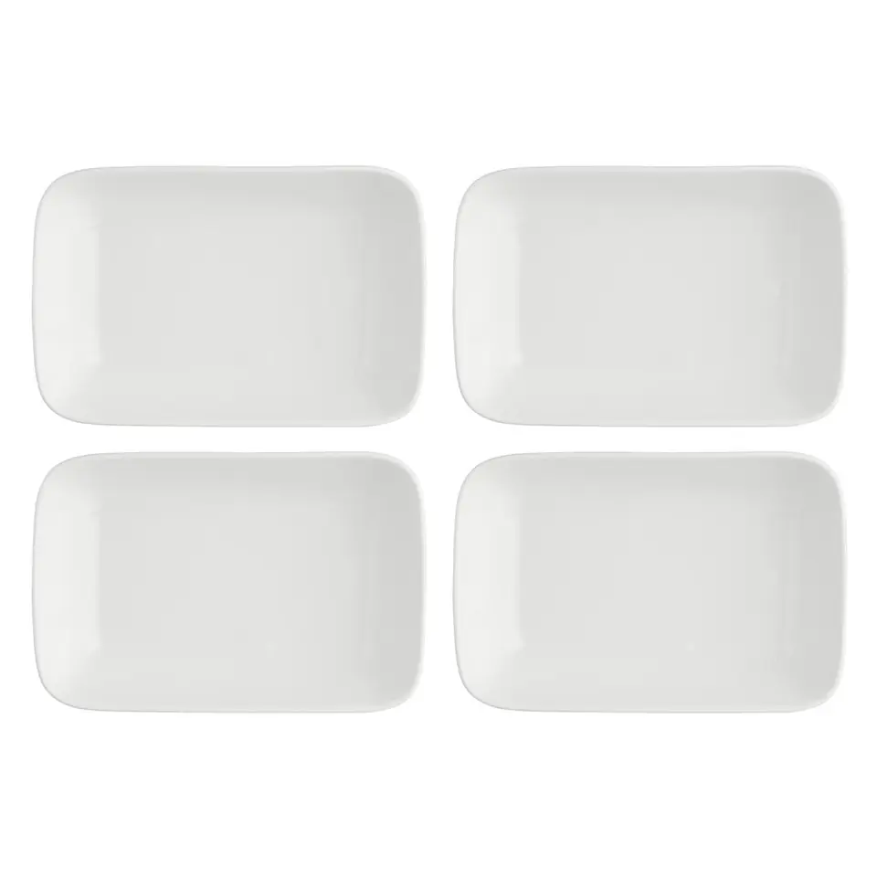 ⁨Set of 4 Essenziale New Age Rectangular Bowls - White, 22 x 15 cm⁩ at Wasserman.eu