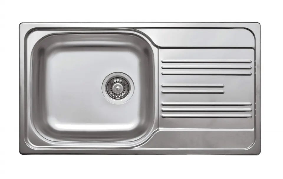 ⁨1-bowl steel sink with drainer⁩ at Wasserman.eu