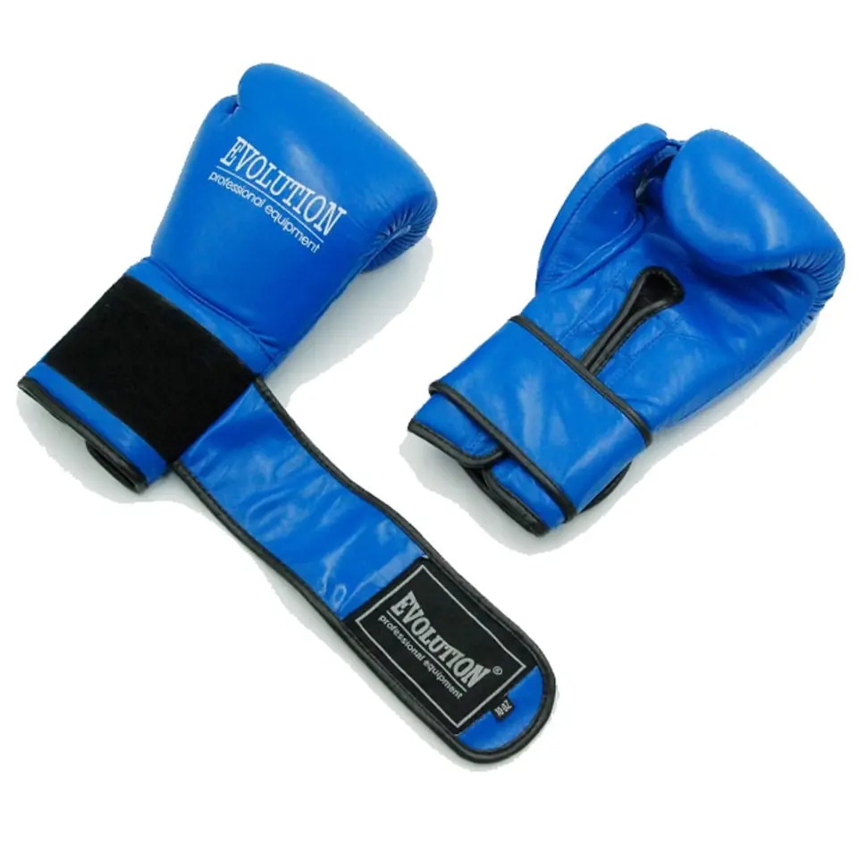 ⁨Rękawice bokserskie Evolution profesjonalne ze skóry naturalnej PRO RB-1510,1512 niebieskie⁩ w sklepie Wasserman.eu
