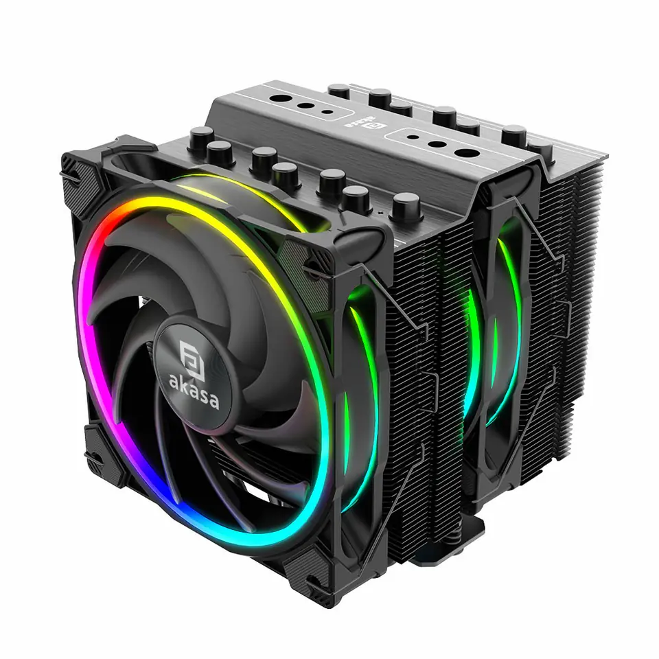 ⁨Akasa Soho H7 Dual Tower CPU Cooler, ARGB - 120 mm, czarny⁩ w sklepie Wasserman.eu