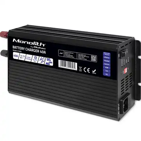 ⁨Qoltec 51956 Smart Monolith charger for LiFePO4 AGM GEL SLA batteries | 40A | 12V⁩ at Wasserman.eu