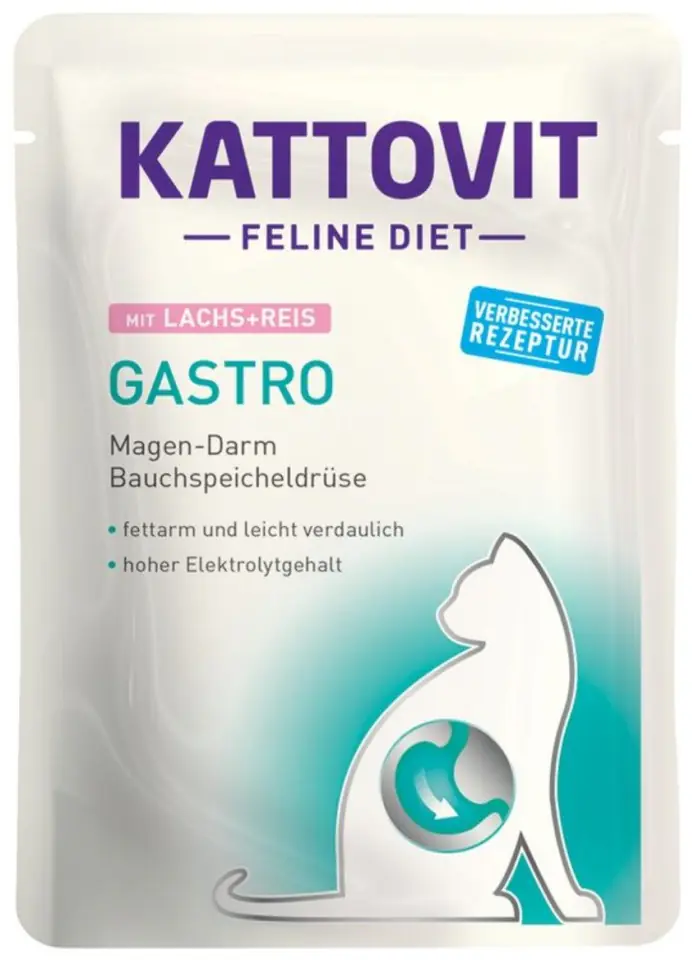 ⁨KATTOVIT Feline Diet Gastro Salmon with rice - wet cat food - 85g⁩ at Wasserman.eu