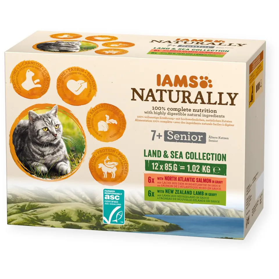 ⁨IAMS Naturally Senior zestaw smaków morskch i mięsnych 12x85g kot⁩ w sklepie Wasserman.eu