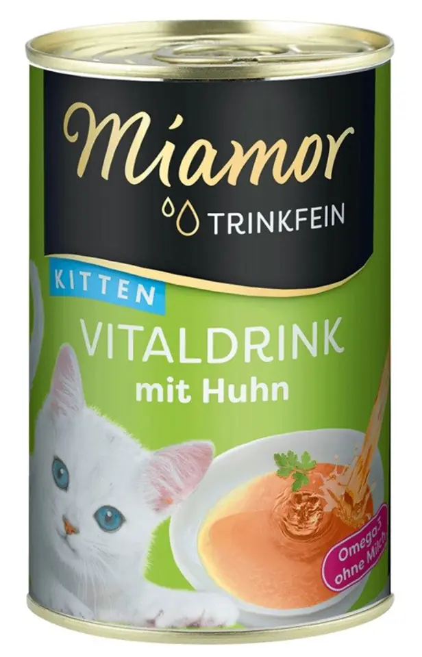 ⁨MIAMOR Trinkfein Kitten Vitaldrink with chicken - cat treats - 135ml⁩ at Wasserman.eu