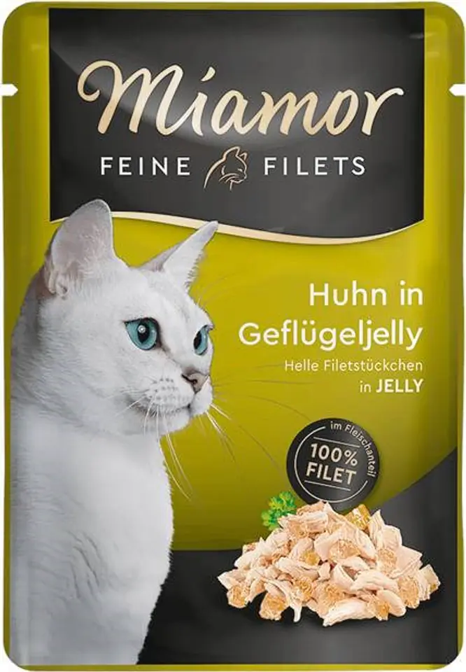 ⁨MIAMOR Feine Filets Chicken with poultry jelly - wet cat food - 100g⁩ at Wasserman.eu