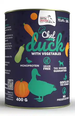 ⁨SYTA MICHA Chef Duck with vegetables - wet dog food - 400g⁩ at Wasserman.eu