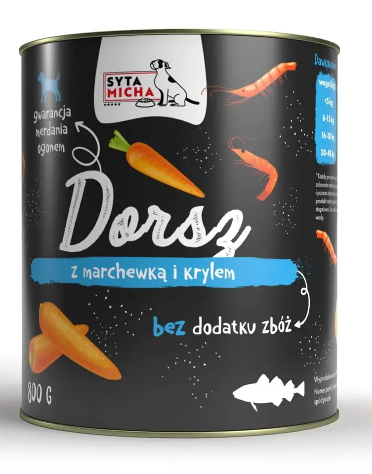 ⁨SYTA MICHA Cod with carrot and krill - wet dog food - 800g⁩ at Wasserman.eu