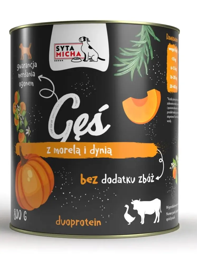 ⁨SYTA MICHA Goose with apricots and pumpkin - wet dog food - 800g⁩ at Wasserman.eu