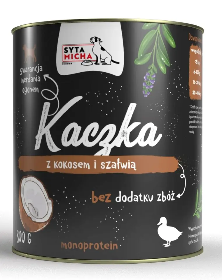 ⁨SYTA MICHA Duck with coconut and sage - wet dog food - 800g⁩ at Wasserman.eu