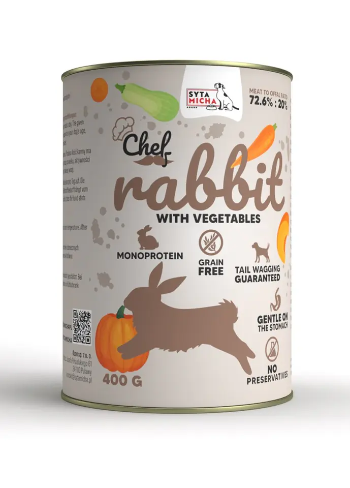 ⁨SYTA MICHA Chef Rabbit with vegetables - Wet dog food - 400 g⁩ at Wasserman.eu