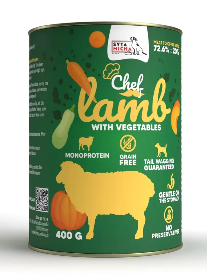 ⁨SYTA MICHA Chef Lamb with vegetables - wet dog food - 400g⁩ at Wasserman.eu