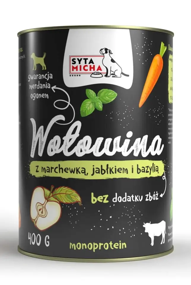 ⁨SYTA MICHA Beef with carrot, apple and basil - wet dog food - 400g⁩ at Wasserman.eu