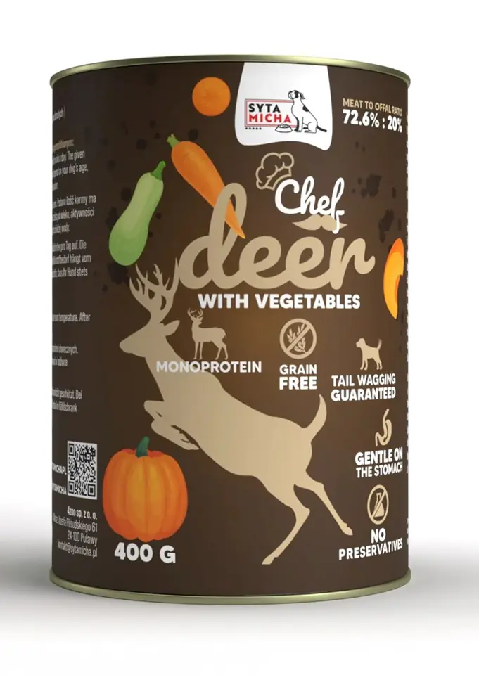 ⁨SYTA MICHA Chef Deer with vegetables - wet dog food - 400g⁩ at Wasserman.eu