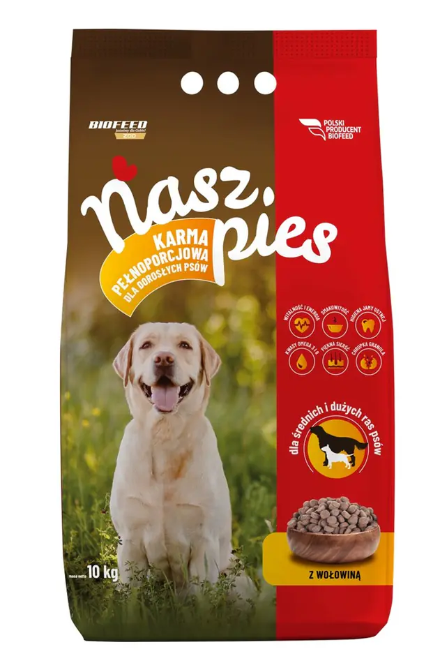 ⁨BIOFEED Nasz Pies medium & large Beef - dry dog food - 15kg⁩ at Wasserman.eu