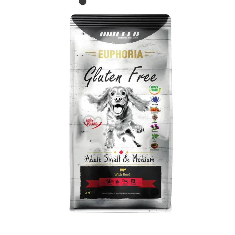 ⁨BIOFEED Euphoria Gluten Free Adult small & medium Beef - dry dog food - 12kg⁩ at Wasserman.eu