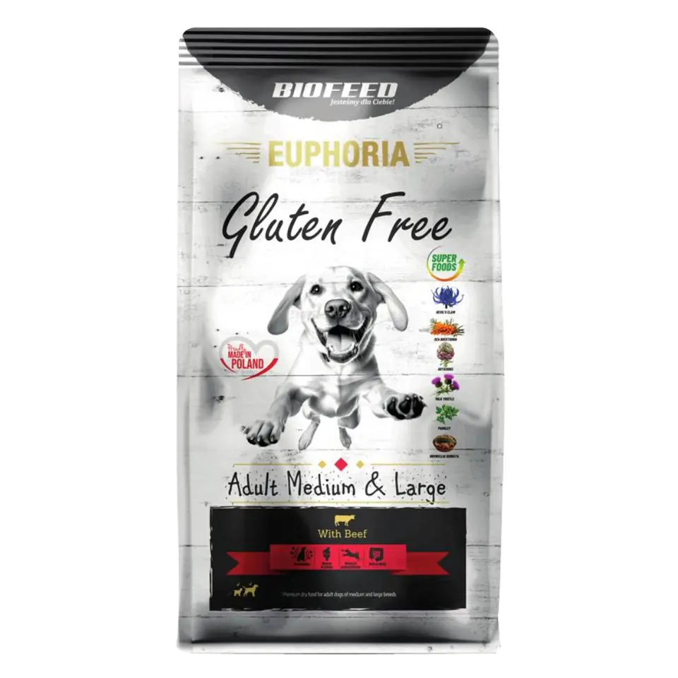 ⁨BIOFEED Euphoria Gluten Free Adult medium & large Beef - dry dog food - 12kg⁩ at Wasserman.eu