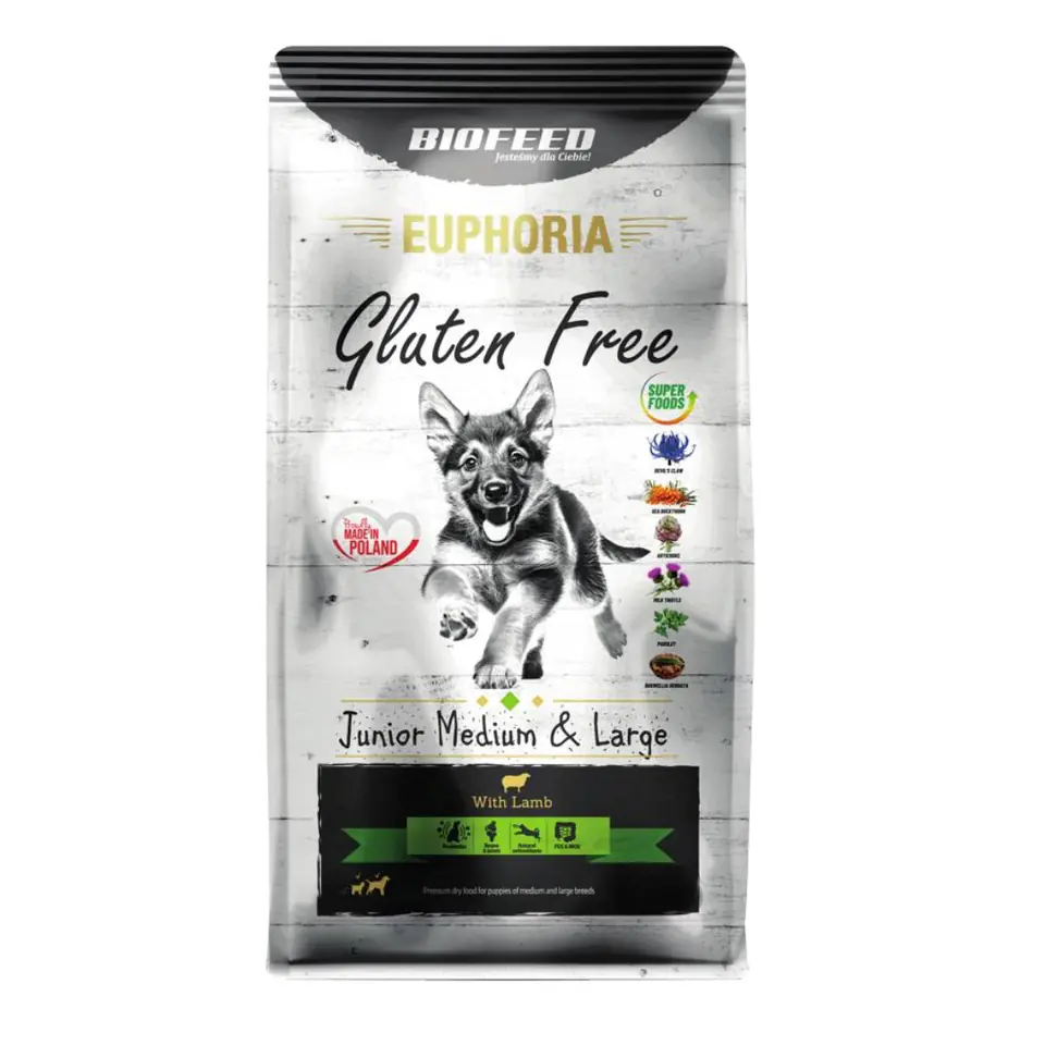 ⁨BIOFEED Euphoria Gluten Free Junior medium & large Lamb - dry dog food - 12kg⁩ at Wasserman.eu