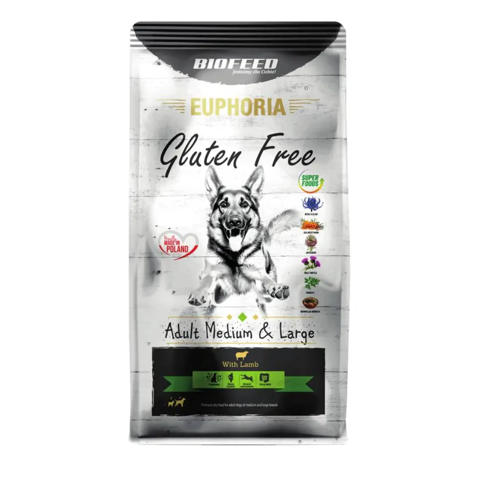 ⁨BIOFEED Euphoria Gluten Free Adult medium & large Lamb - dry dog food - 12kg⁩ at Wasserman.eu