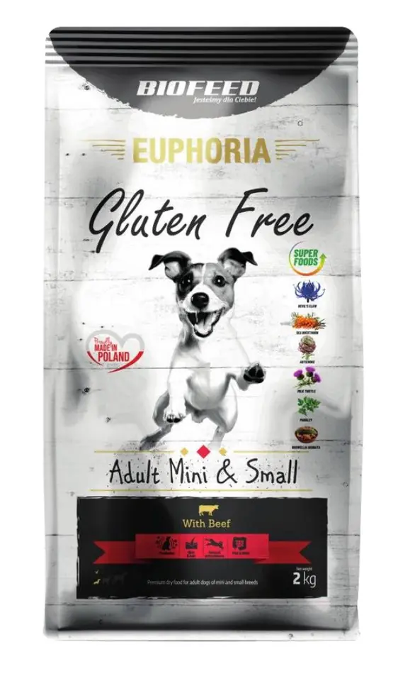 ⁨BIOFEED Euphoria Gluten Free Adult mini & small Beef - dry dog food - 2kg⁩ at Wasserman.eu