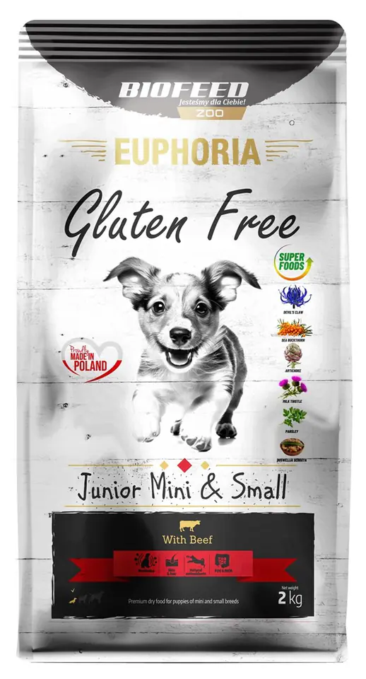 ⁨BIOFEED Euphoria Gluten Free Junior mini & small Beef - dry dog food - 2kg⁩ at Wasserman.eu