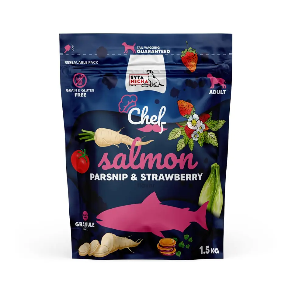 ⁨SYTA MICHA Chef Salmon, parsnip and strawberry - dry dog food - 1,5kg⁩ at Wasserman.eu