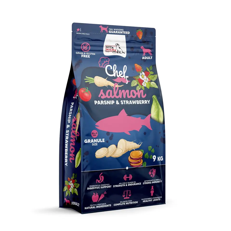 ⁨SYTA MICHA Chef Salmon, parsnip and strawberry - dry dog food - 9kg⁩ at Wasserman.eu