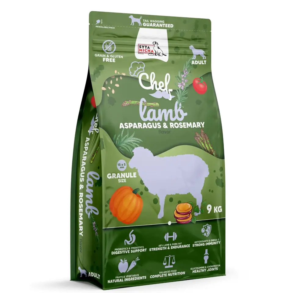 ⁨SYTA MICHA Chef Lamb, asparagus and rosemary - dry dog food - 9kg⁩ at Wasserman.eu