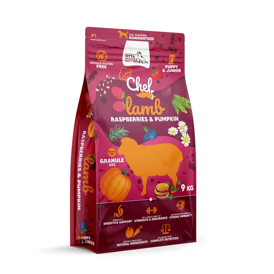 ⁨SYTA MICHA Chef Puppy Lamb, raspberries and pumpkin - dry dog food - 9kg⁩ at Wasserman.eu