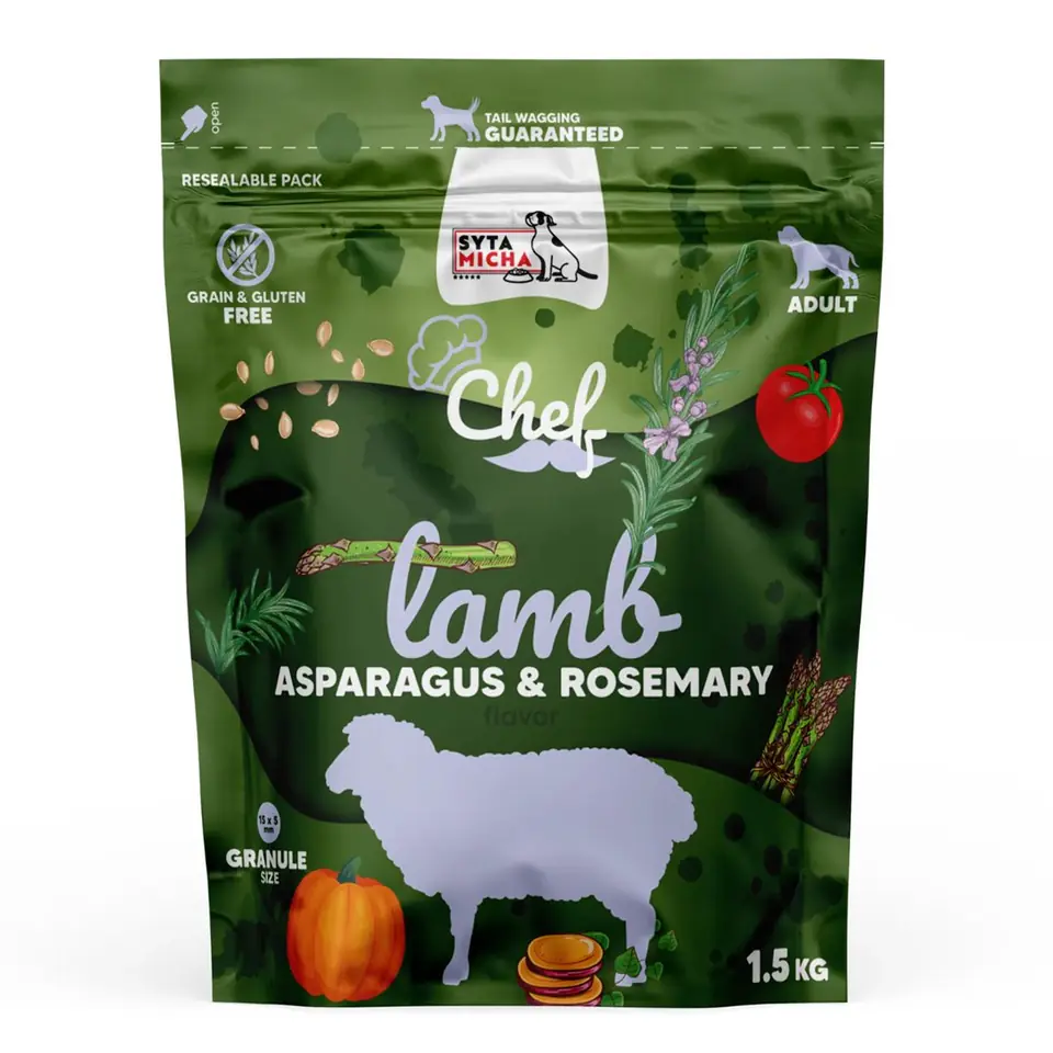 ⁨SYTA MICHA Chef Lamb, asparagus and rosemary - dry dog food - 1,5kg⁩ at Wasserman.eu