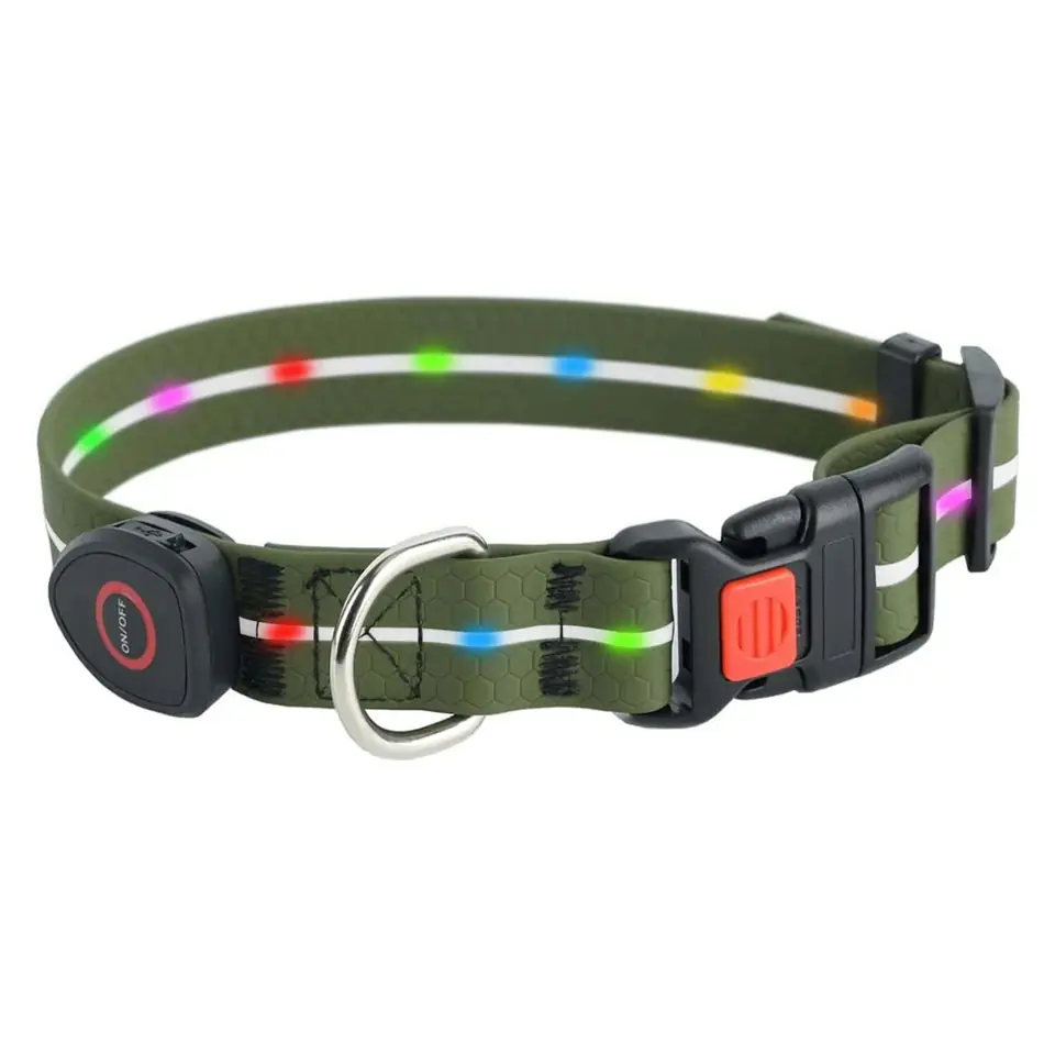 ⁨DOGGY VILLAGE Signal collar MT7117 dark green - LED dog collar - 60cm⁩ at Wasserman.eu