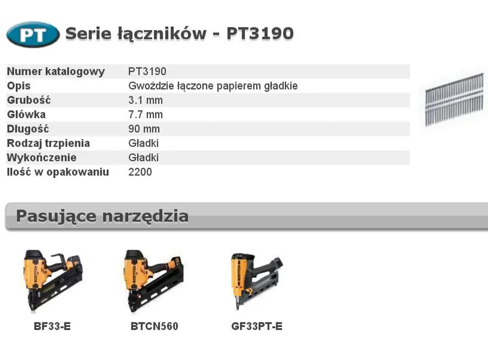 ⁨BOSTITCH GWOŹDZIE PT 33` 3,1 x 90mm 2200 szt.⁩ w sklepie Wasserman.eu