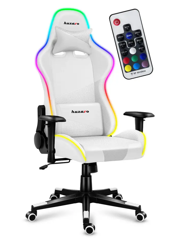 ⁨Fotel gamingowy Huzaro Force 6.2 White RGB⁩ w sklepie Wasserman.eu