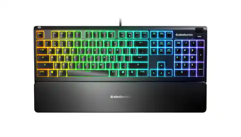 ⁨SteelSeries Apex 3 Gaming Keyboard, US Layout, Wired, Black SteelSeries Apex 3  Gaming keyboard IP32 water resistant for protection against spills, Customizable 10-zone RGB illumination reacts to games and Discord, Whisper quiet gaming switches last⁩ w sklepie Wasserman.eu