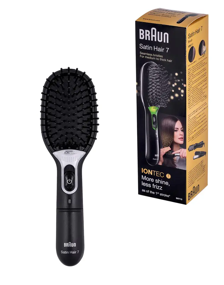 ⁨Braun Satin Hair 7 Adult Paddle hairbrush Black 1 pc(s)⁩ at Wasserman.eu