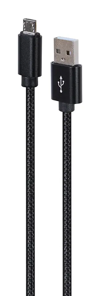 ⁨Gembird CCDB-mUSB2B-AMBM-6 Cotton braided Micro-USB cable with metal connectors, 1.8 m, black⁩ at Wasserman.eu